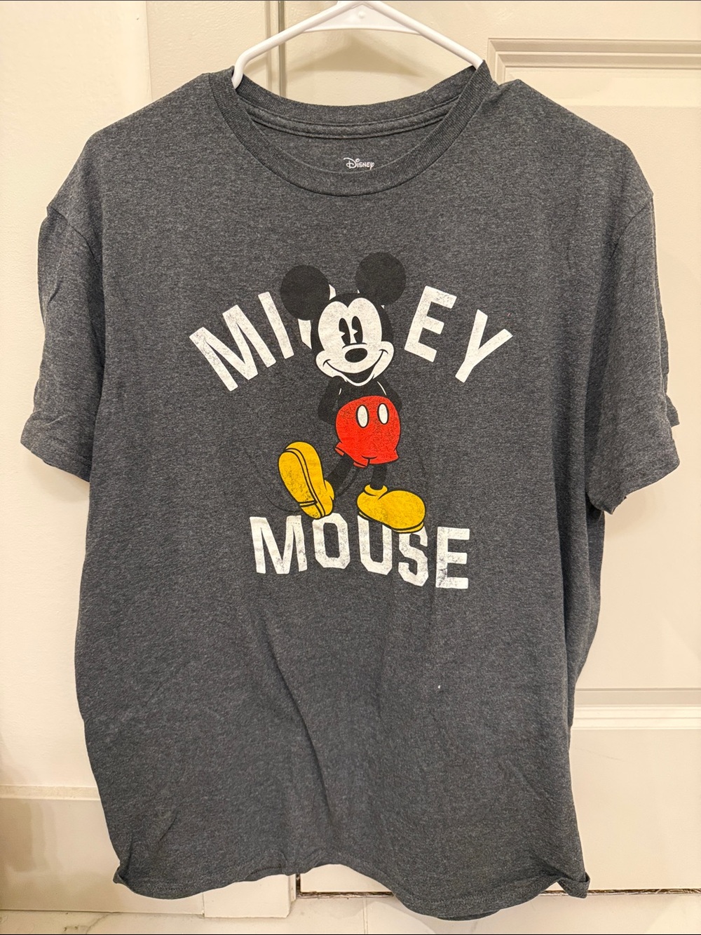Disney Charcoal Mickey Mouse Tee with Red & Yellow Accents